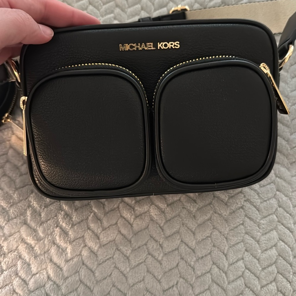 Michael Kors Black Crossbody Bag with Gold-Tone Hardware